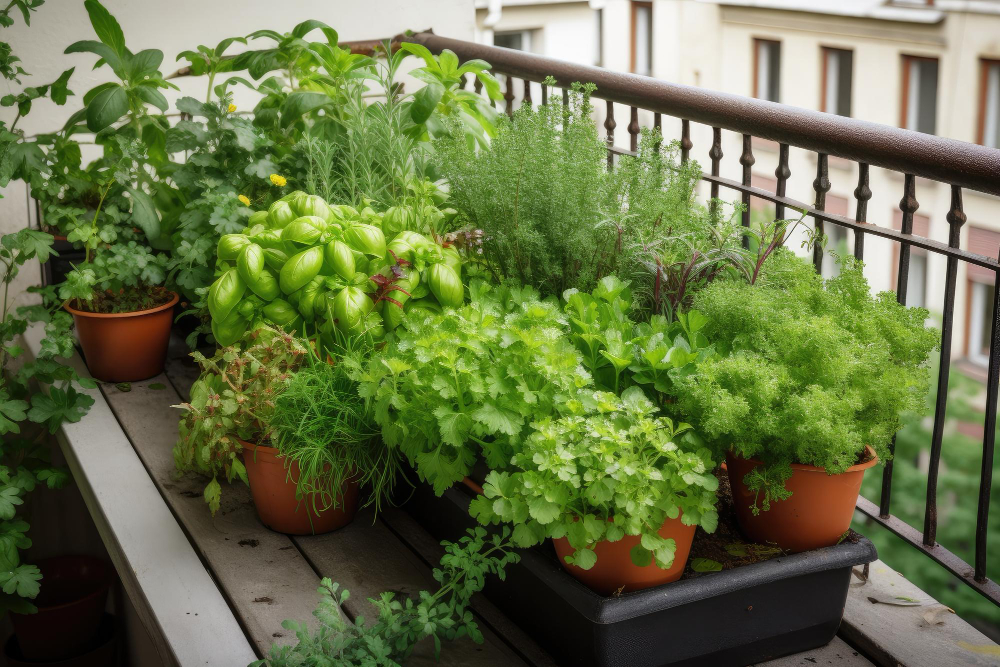 container-garden-herbs-vegetables-balcony-created-with-generative-ai
