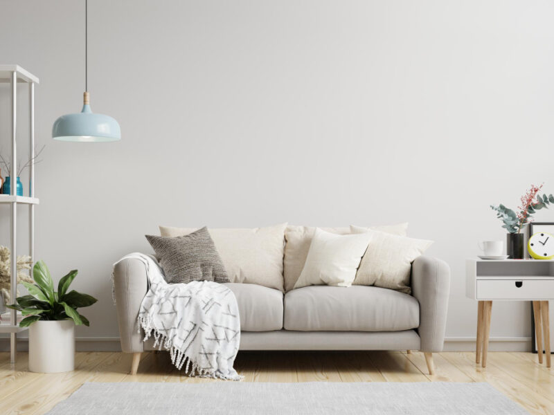 White Minimalist Interior Living Room Have Sofa Decoration