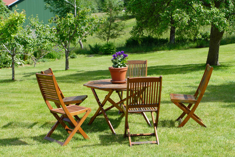 Table Chairs Standing Lawn Garden