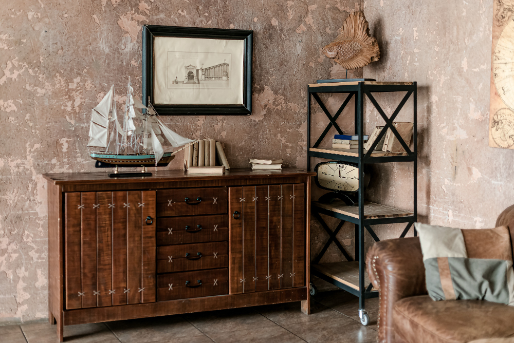 Old Fashioned Room Interior With Antique Furniture Decoration