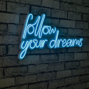 57745 8 Dekorativni Napis Follow Your Dreams S Led Podsvicenim Modry