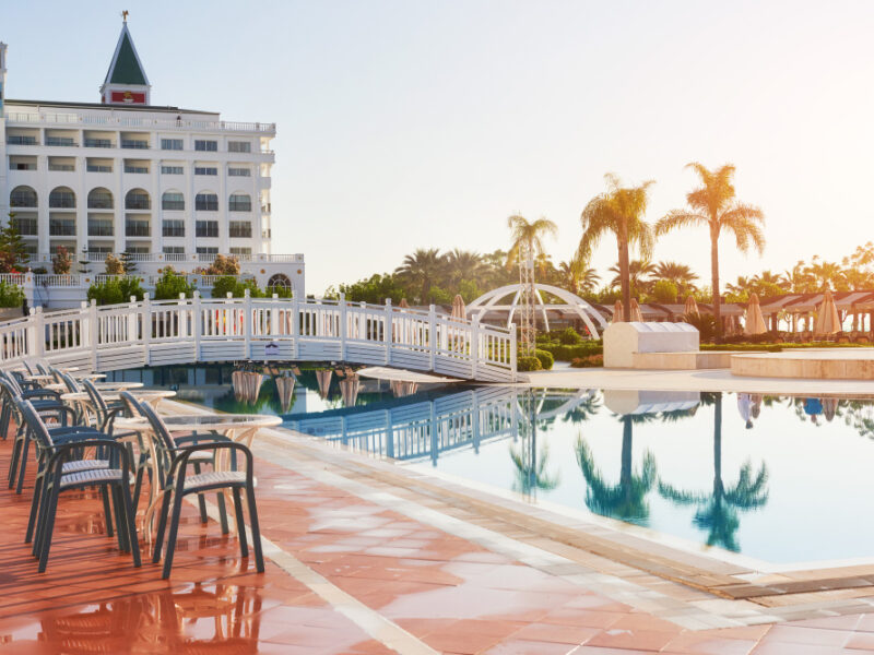 Popular Resort Amara Dolce Vita Luxury Hotel With Pools Water Parks Recreational Area Along Sea Coast Turkey Sunset Tekirova Kemer