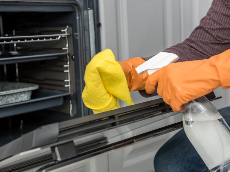 Man S Hand Gloves Cleaning Kitchen Oven Housework