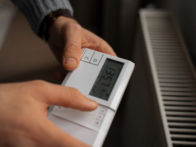Man Turning Off Thermostat During Energy Crisis