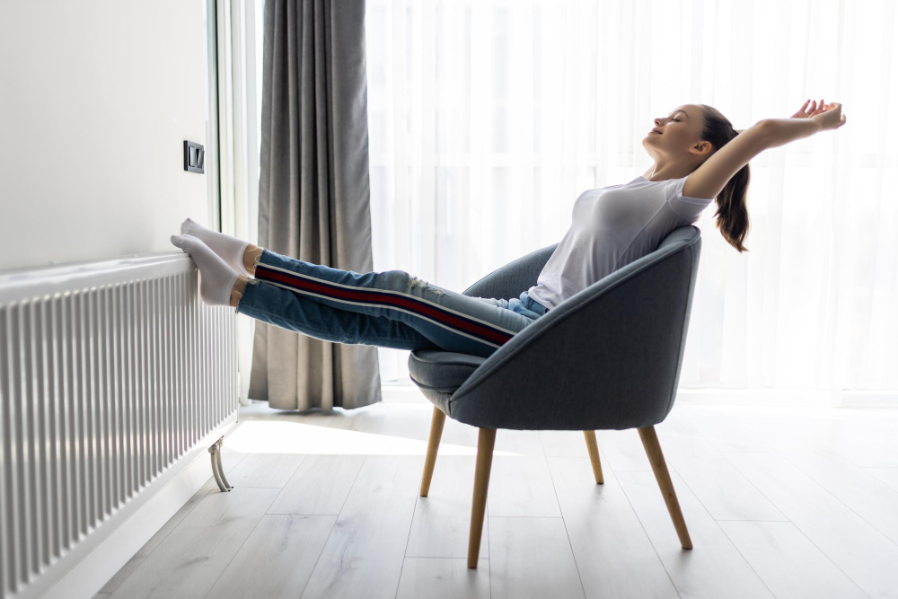 Young Woman Relaxing Modern Chair Home