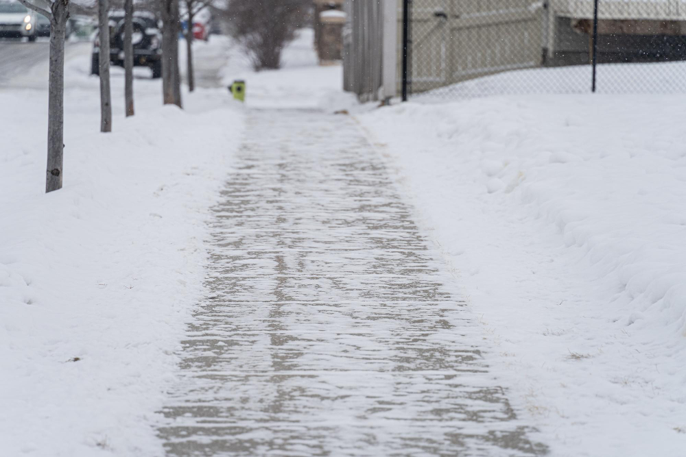 City Pavement Sidewalk Cleared Snow Winter