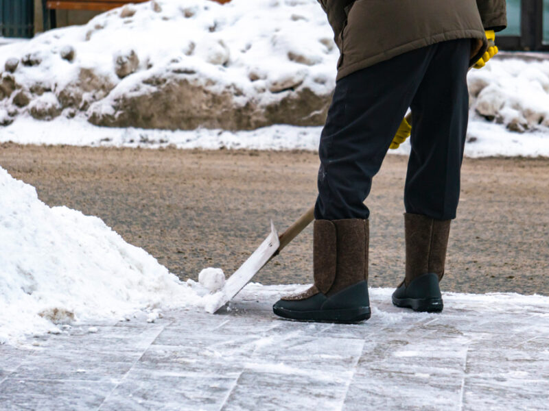 City Service Cleaning Streets From Snow With Special Tools After Snowfall D