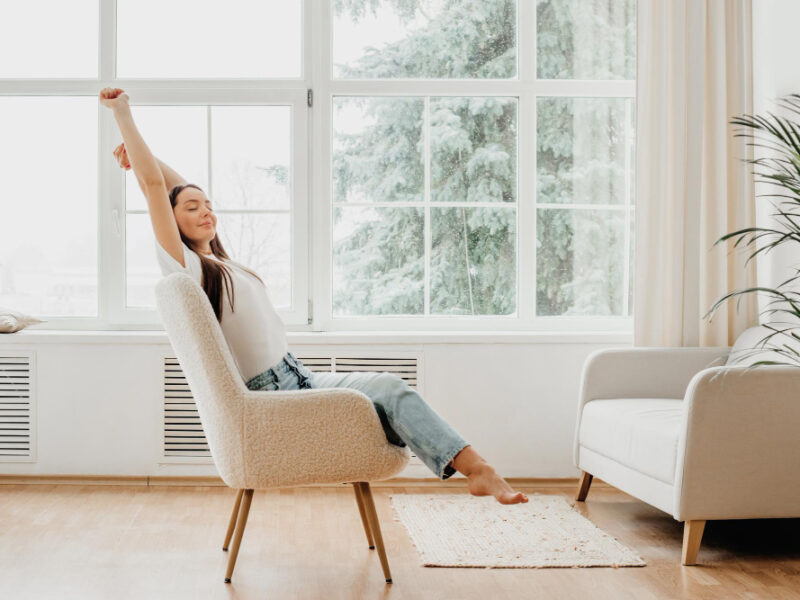 Portrait Girl Sitting Relaxing Chair