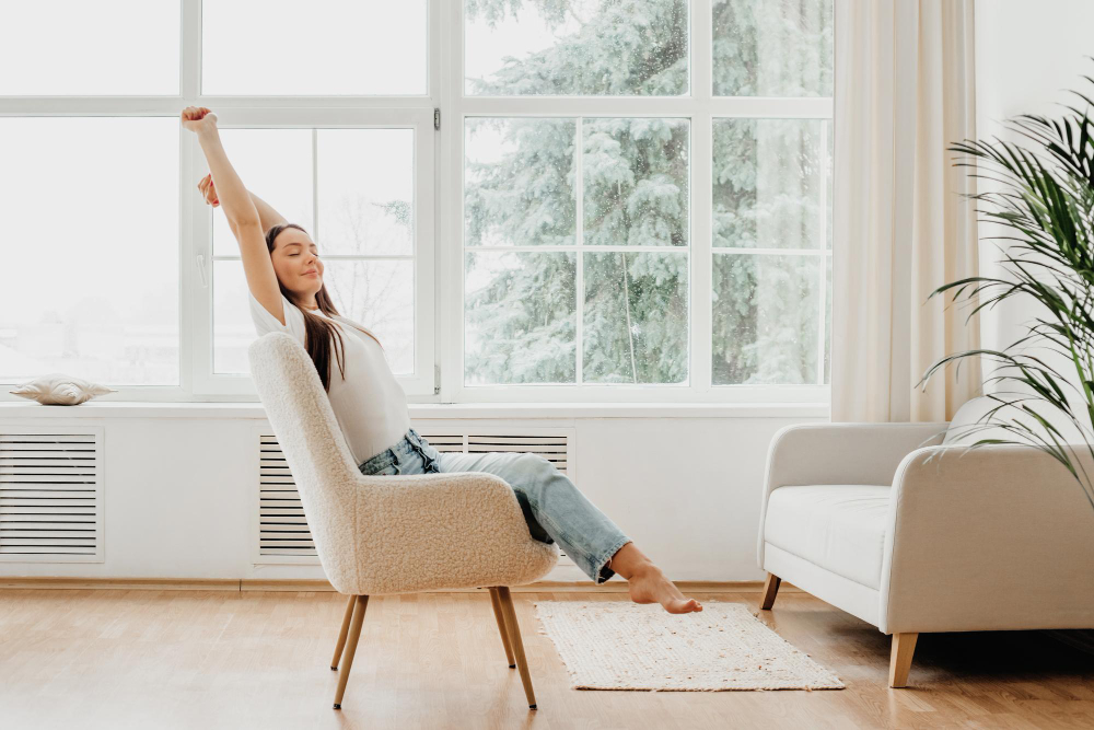 Portrait Girl Sitting Relaxing Chair