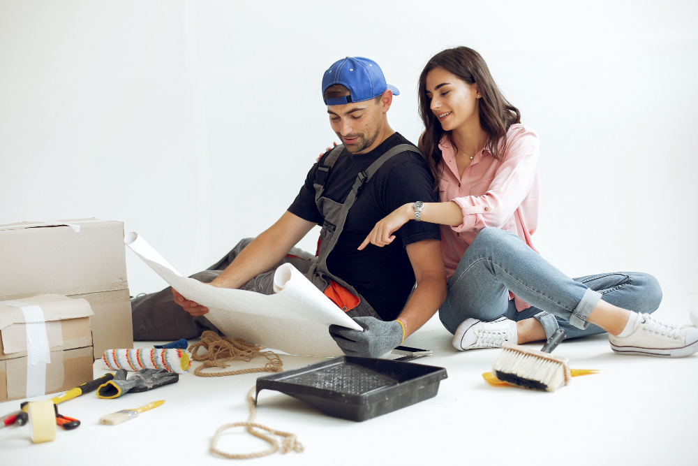 Young Cute Family Repairs Room