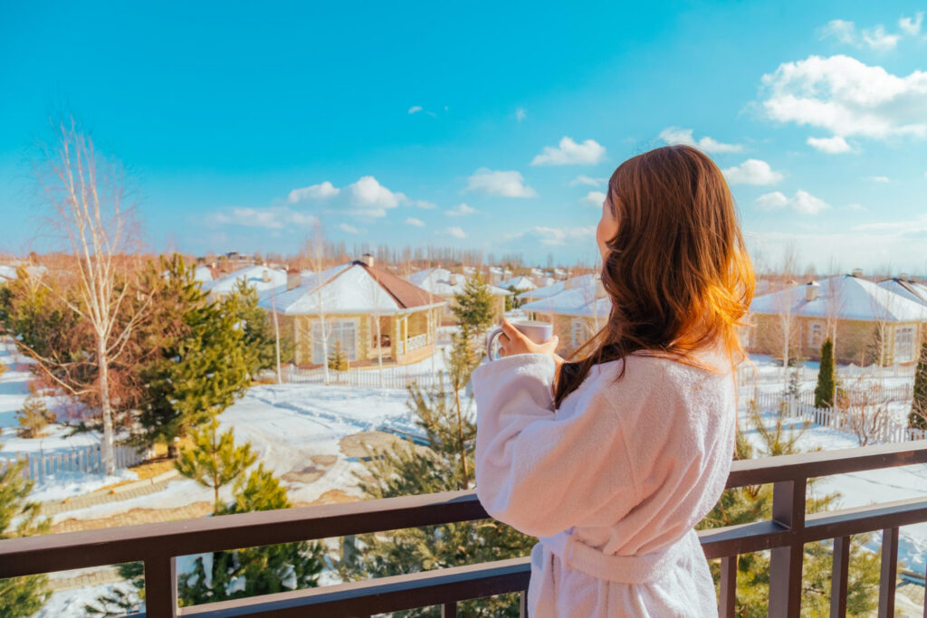 Asian Woman Enjoying View During Winter Vacation