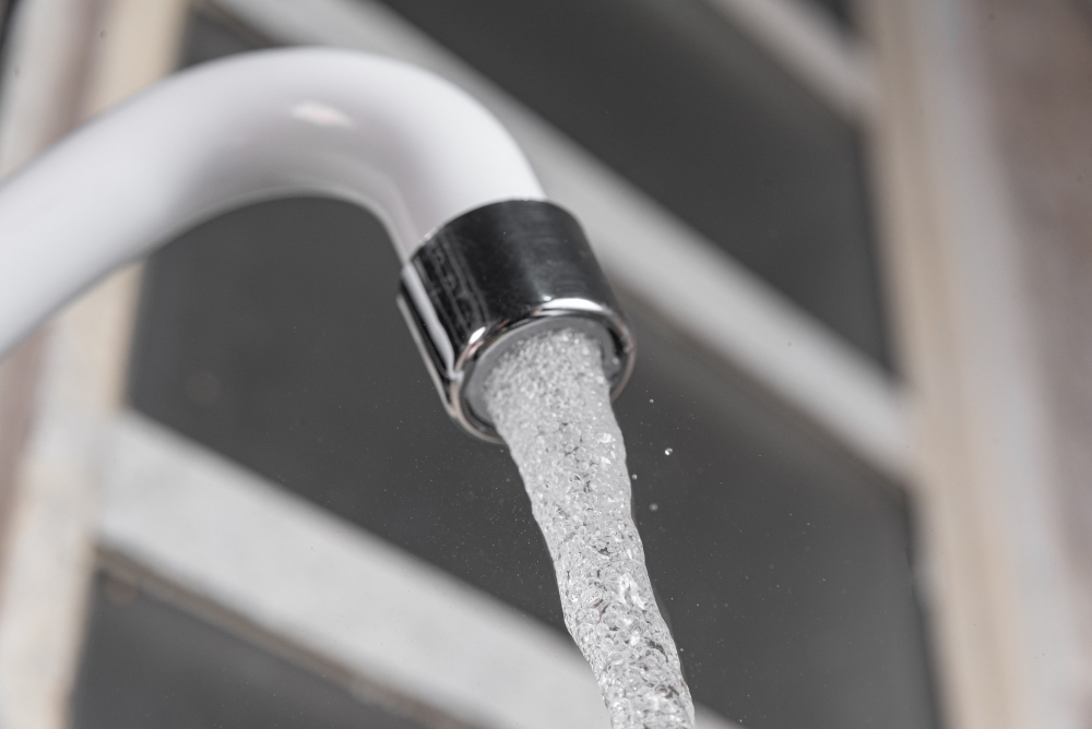 White Kitchen Sink Faucet Close Up