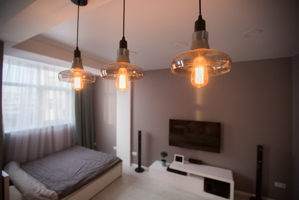 Interior Small Apartment Look Through Edison S Glowing Bulbs