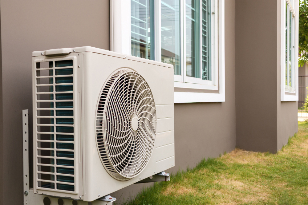 Air Conditioner Compressor Outdoor Unit Installed Outside House (1)