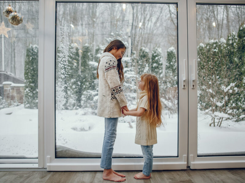 Family Spending Time Home Christmas Decorations