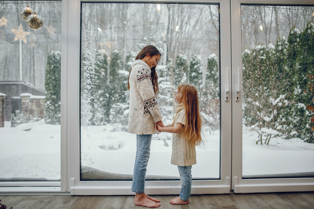 Family Spending Time Home Christmas Decorations