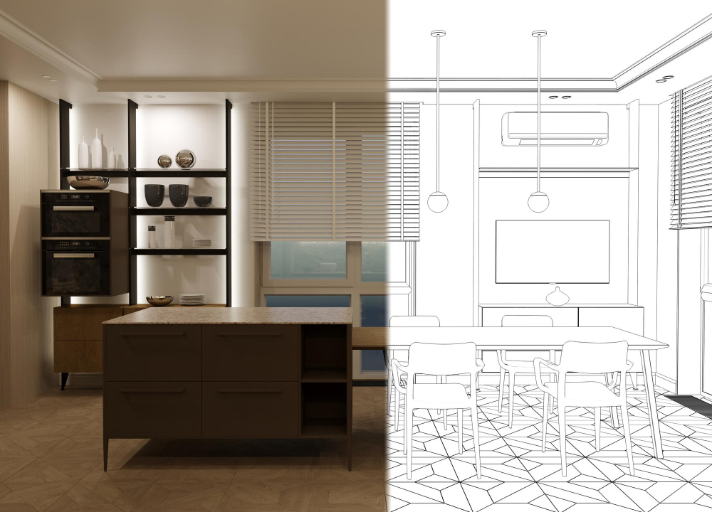 Residential Interior Visualization 3d Illustration