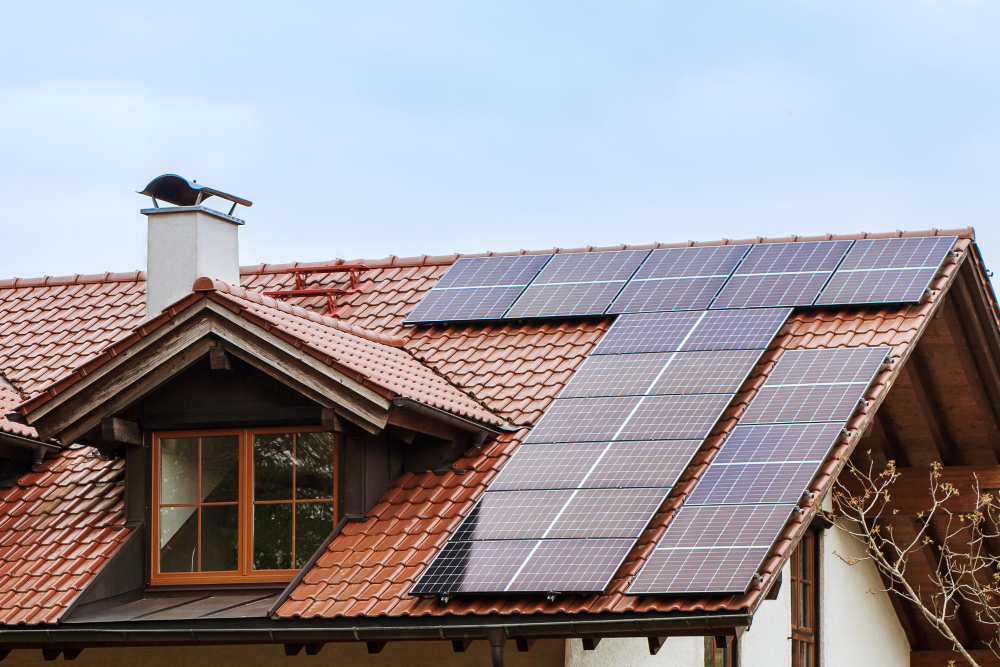 Solar Panel Roof House Solar Cells Solar System Alternative Energy Modern Solar Panels House