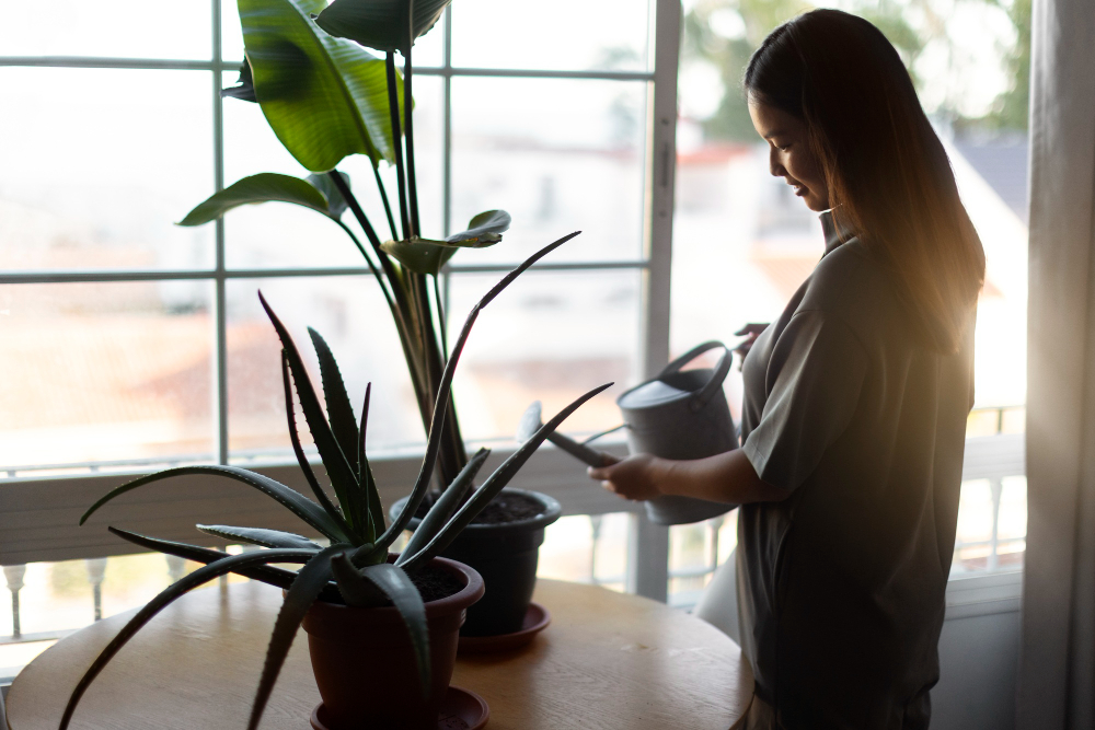 Woman Taking Care Plants