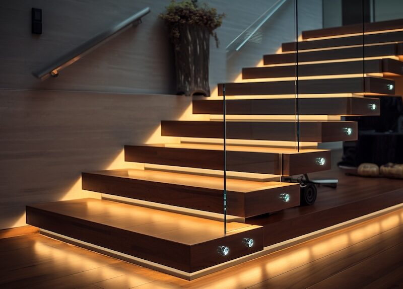 Floating Steps With Led Strip Lights Underneath Each Stair .