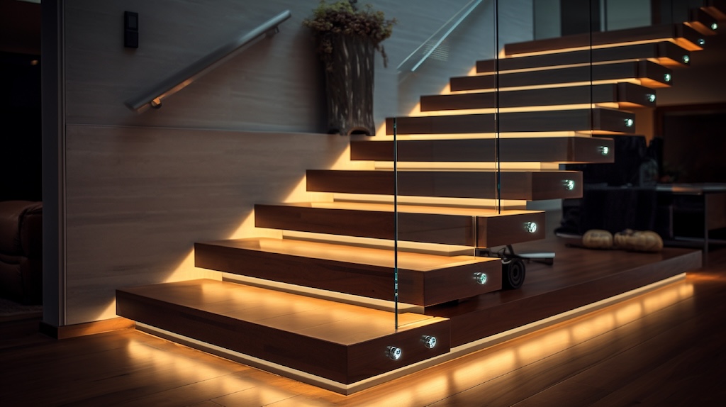 Floating Steps With Led Strip Lights Underneath Each Stair .